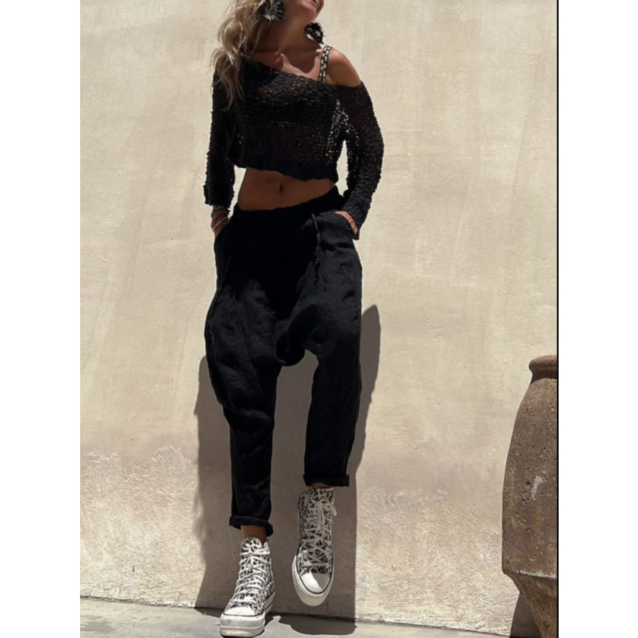 Round Neck Long Sleeve Knit Cover Up Apparel and Accessories