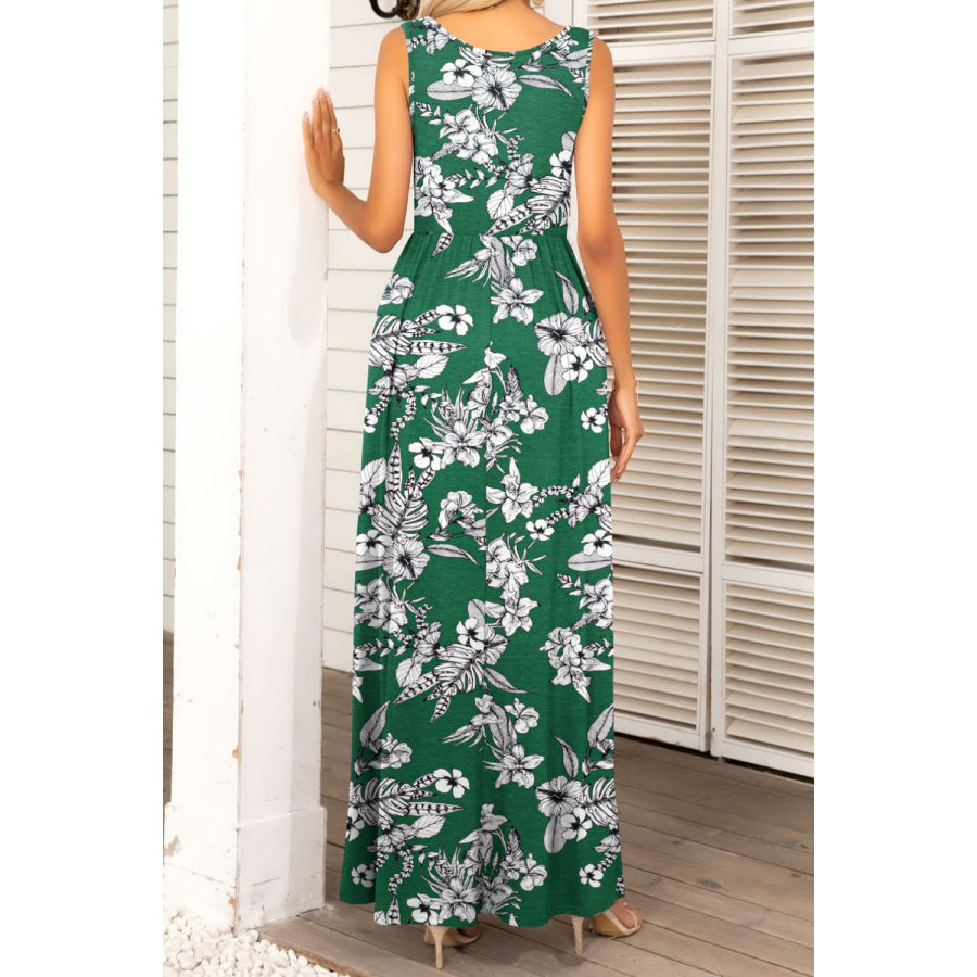 Round Neck Sleeveless Maxi Dress with Pockets