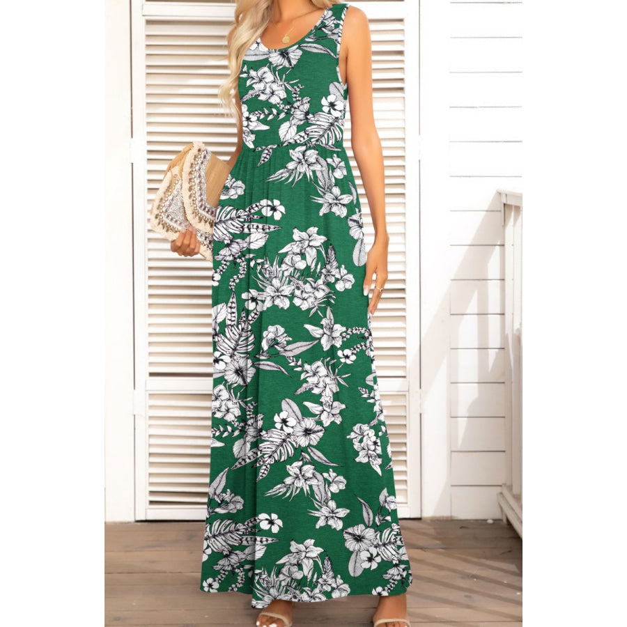 Round Neck Sleeveless Maxi Dress with Pockets