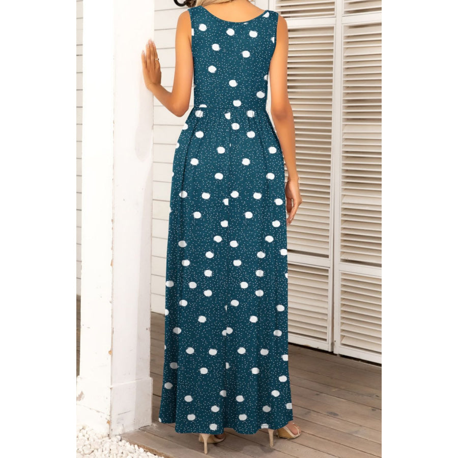 Round Neck Sleeveless Maxi Dress with Pockets