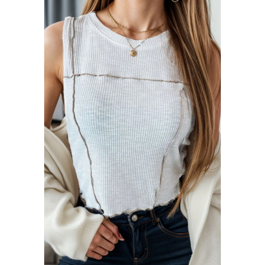 Round Neck Sleeveless Tank White / S Apparel and Accessories