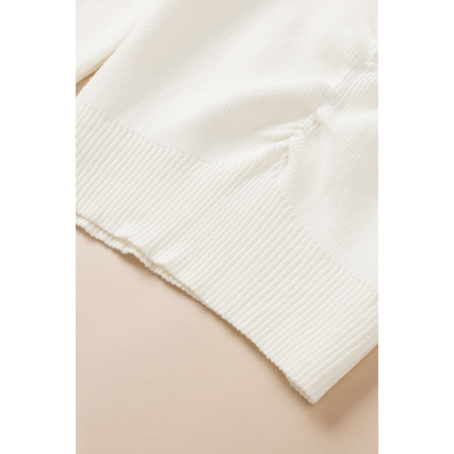 Ruched Sweetheart Neck Long Sleeve Sweater Apparel and Accessories