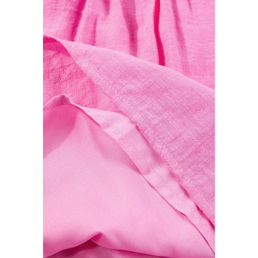 Ruffled Notched Cap Sleeve Blouse Apparel and Accessories