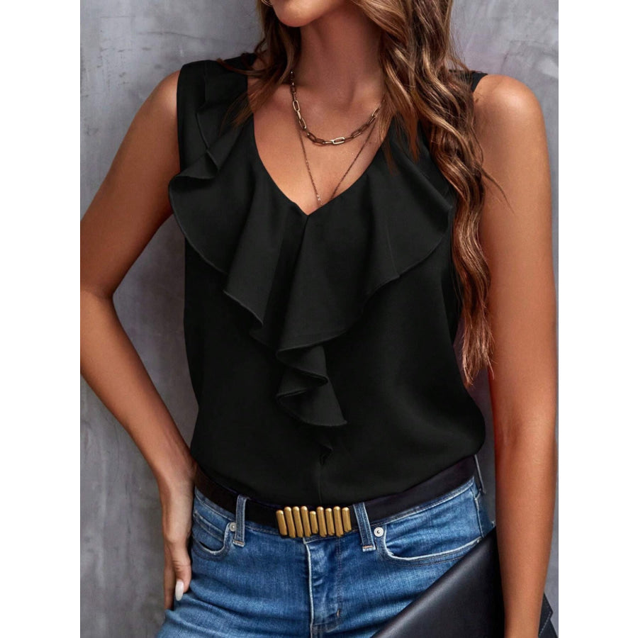 Ruffled V-Neck Tank Apparel and Accessories