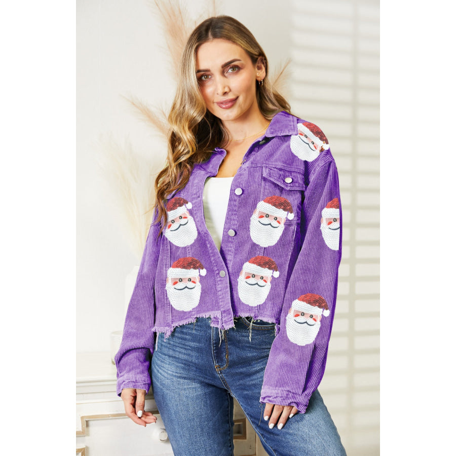 Santa Sequin Raw Hem Jacket Dusty Purple / S