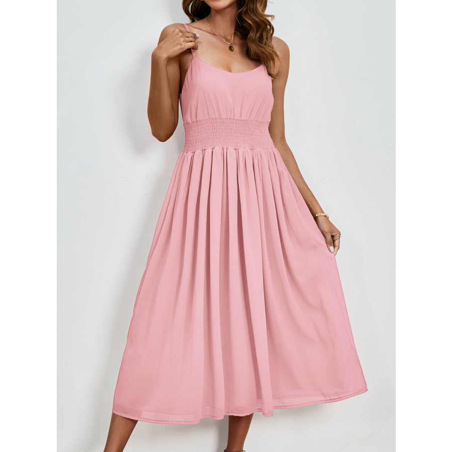 Scoop Neck Midi Cami Dress Blush Pink / S Apparel and Accessories