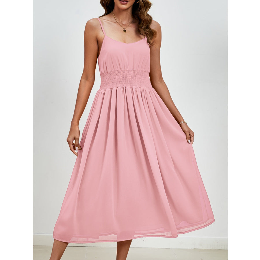 Scoop Neck Midi Cami Dress Blush Pink / S Apparel and Accessories