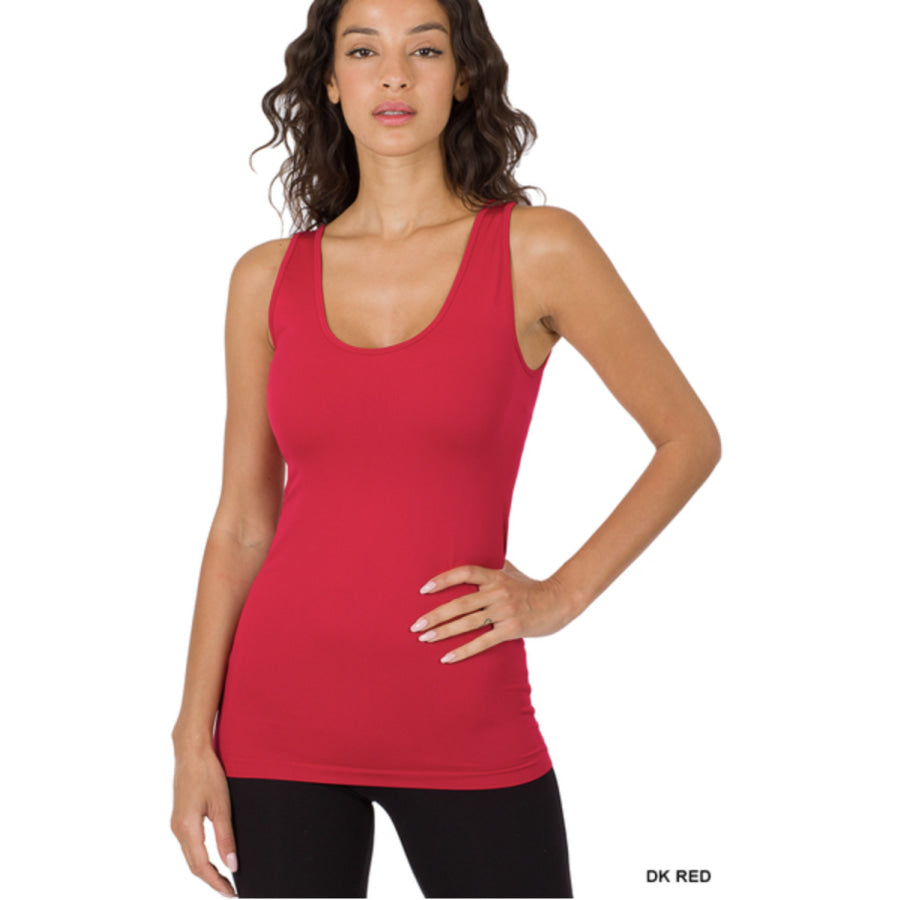 NEW! Scoop Neck Seamless Tank Top Dark Red / S/M Tops