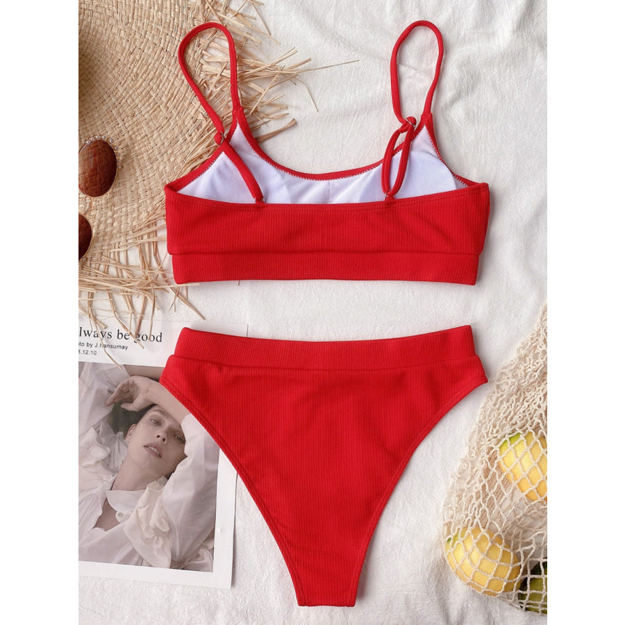 Scoop Neck Spaghetti Strap Two-Piece Swim Set Apparel and Accessories