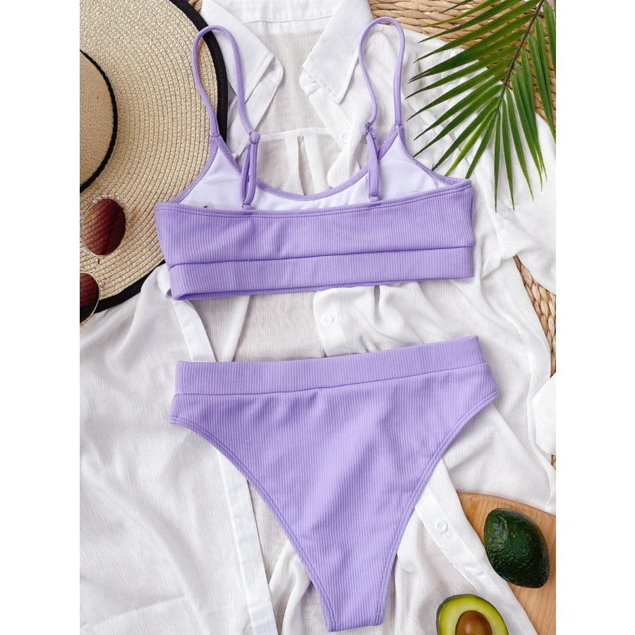 Scoop Neck Spaghetti Strap Two-Piece Swim Set Apparel and Accessories