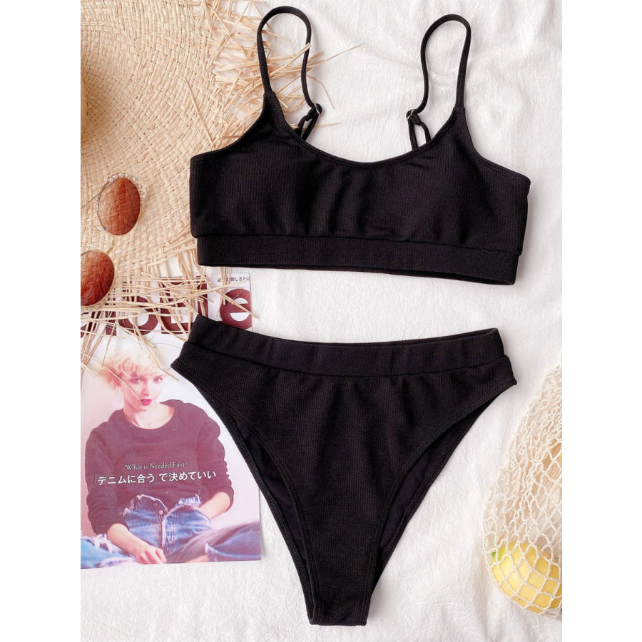 Scoop Neck Spaghetti Strap Two-Piece Swim Set Apparel and Accessories