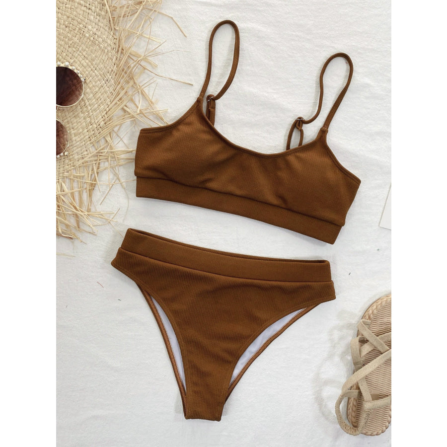 Scoop Neck Spaghetti Strap Two-Piece Swim Set Apparel and Accessories