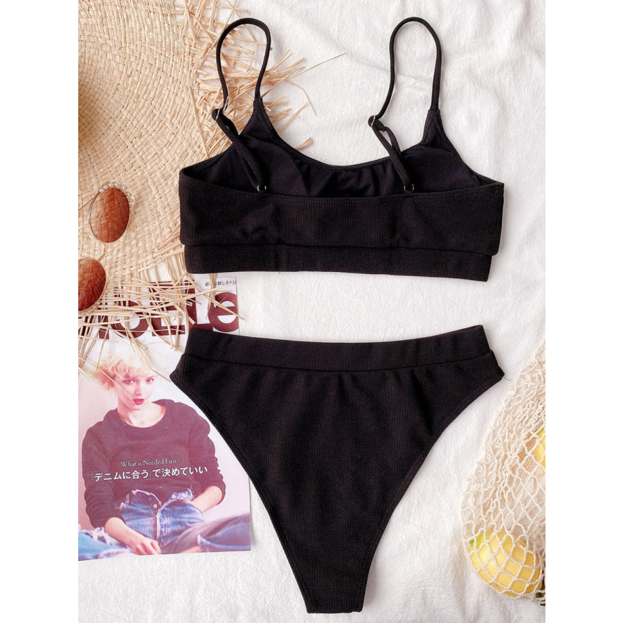 Scoop Neck Spaghetti Strap Two-Piece Swim Set Apparel and Accessories