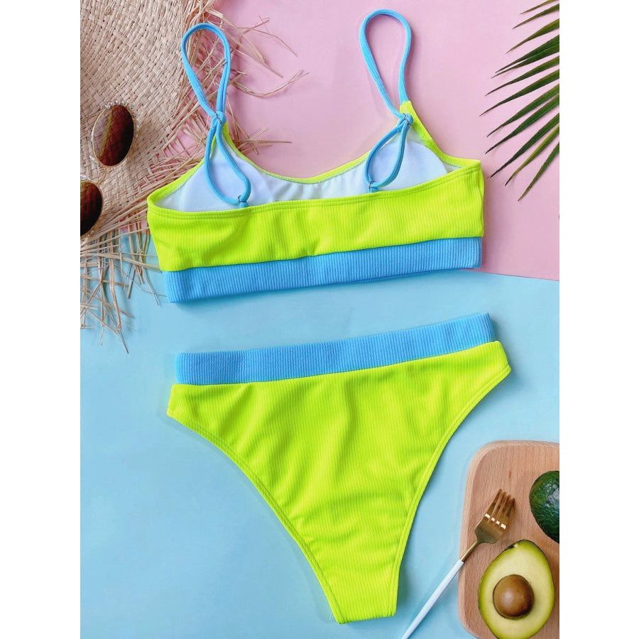 Scoop Neck Spaghetti Strap Two-Piece Swim Set Apparel and Accessories