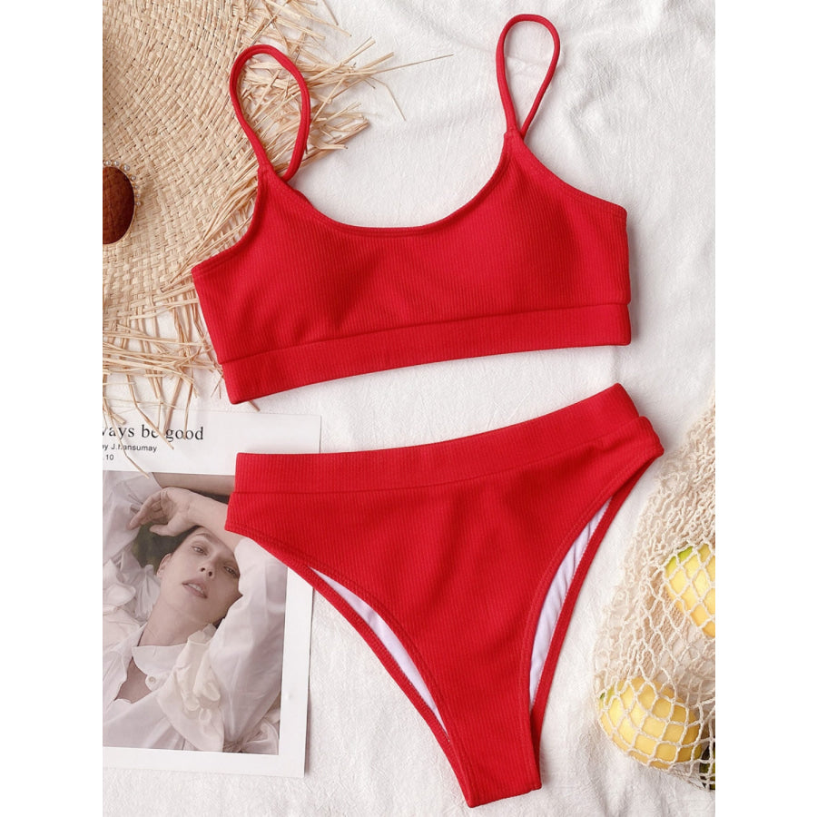 Scoop Neck Spaghetti Strap Two-Piece Swim Set Apparel and Accessories