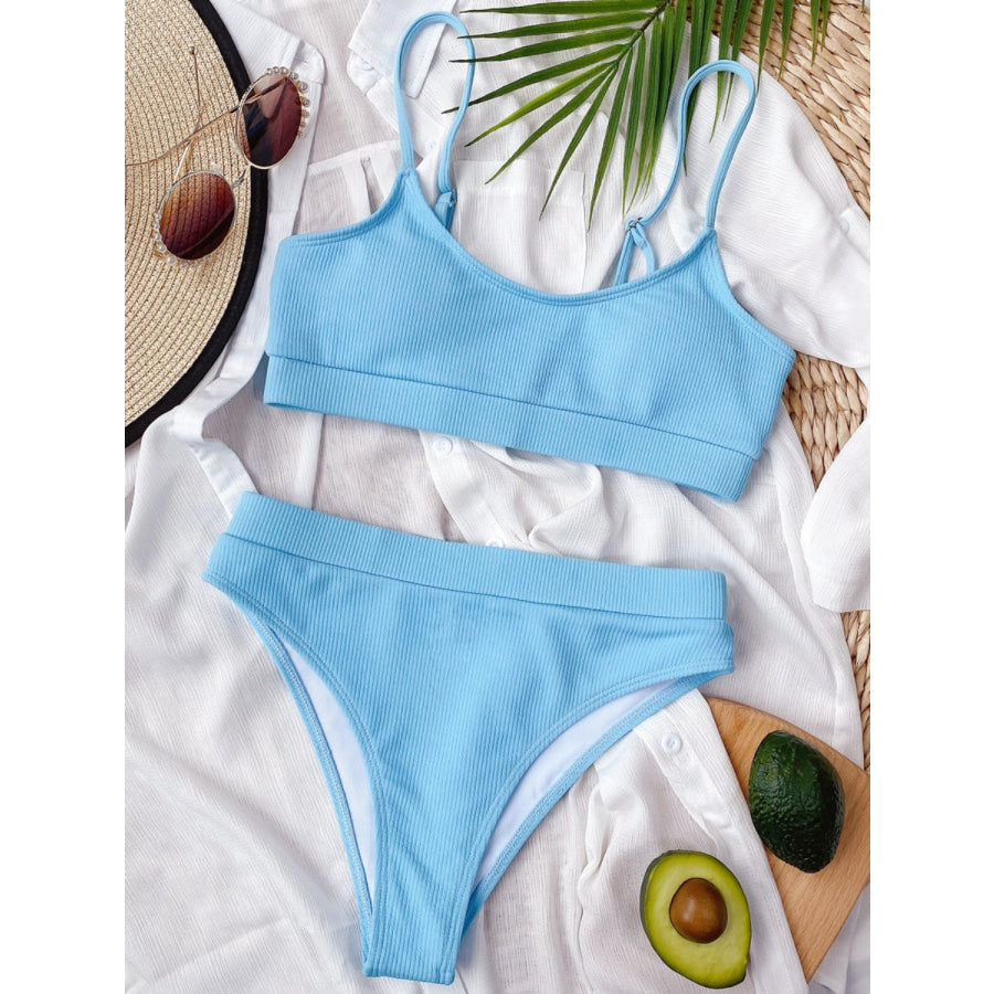 Scoop Neck Spaghetti Strap Two-Piece Swim Set Apparel and Accessories