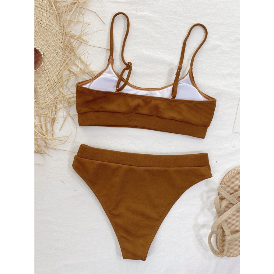 Scoop Neck Spaghetti Strap Two-Piece Swim Set Apparel and Accessories