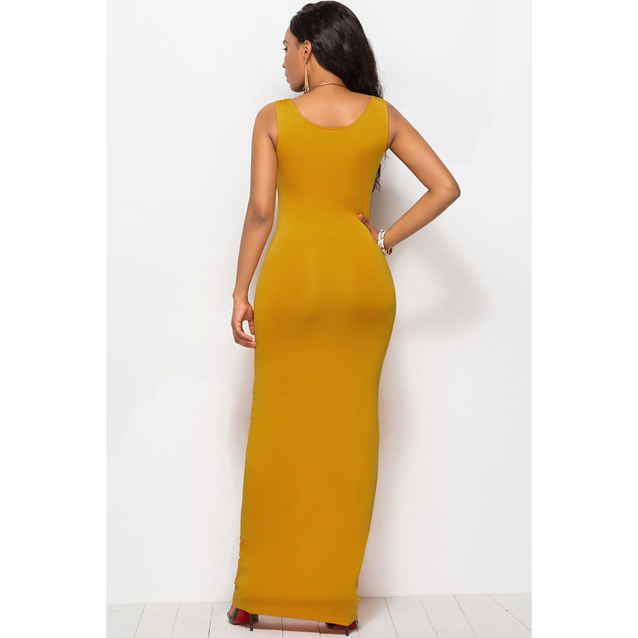 Scoop Neck Wide Strap Maxi Dress Apparel and Accessories