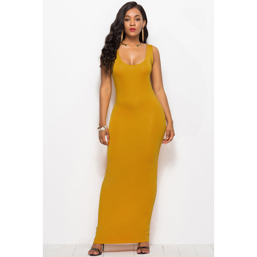 Scoop Neck Wide Strap Maxi Dress Sherbet / S Apparel and Accessories