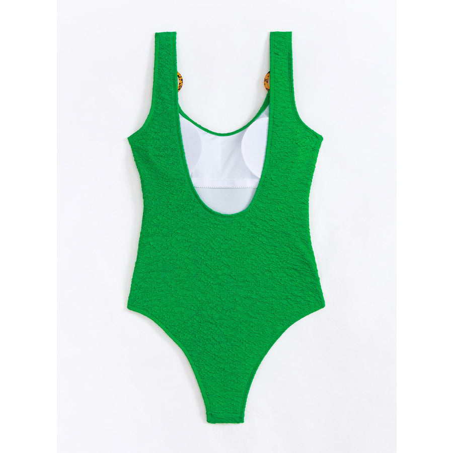 Scoop Neck Wide Strap One-Piece Swimwear Apparel and Accessories