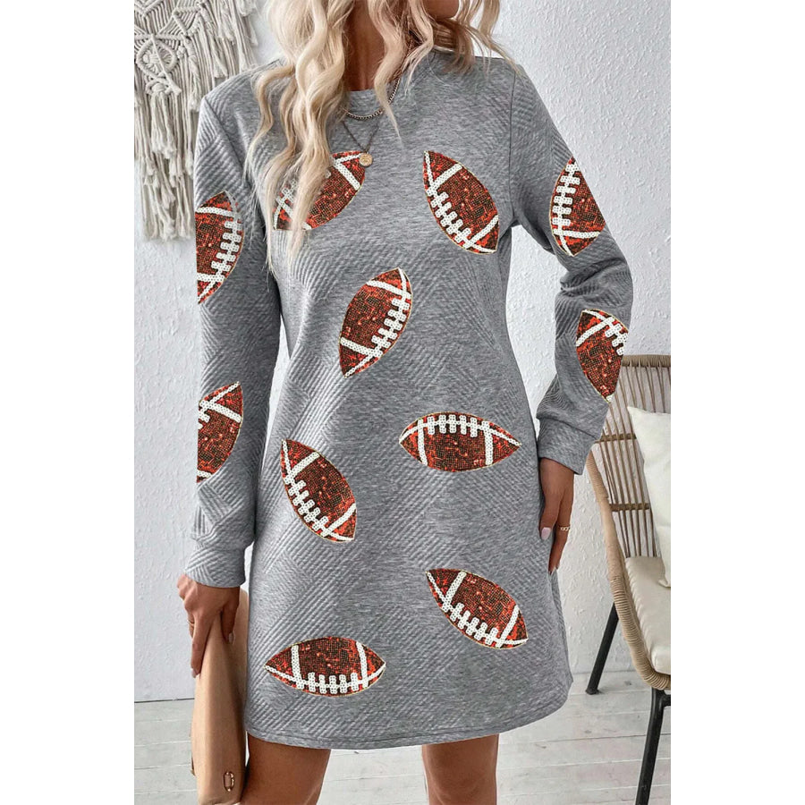 Sequin Football Long Sleeve Mini Dress Apparel and Accessories