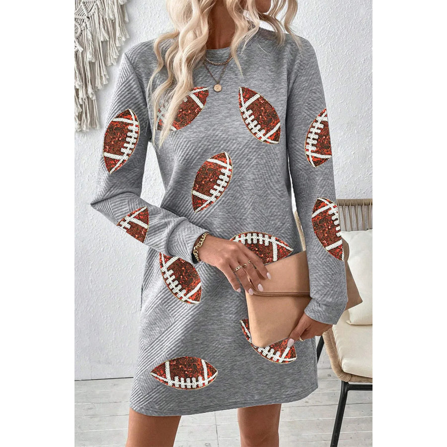 Sequin Football Long Sleeve Mini Dress Apparel and Accessories