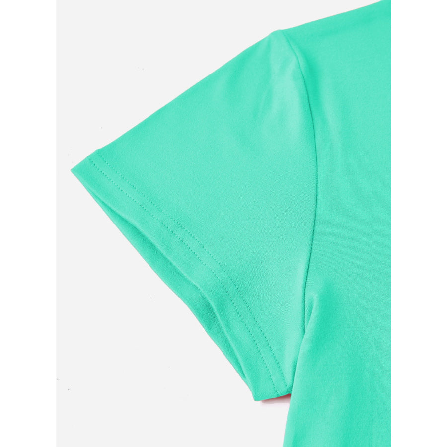 Sequin Heart Round Neck Short Sleeve T - Shirt Apparel and Accessories