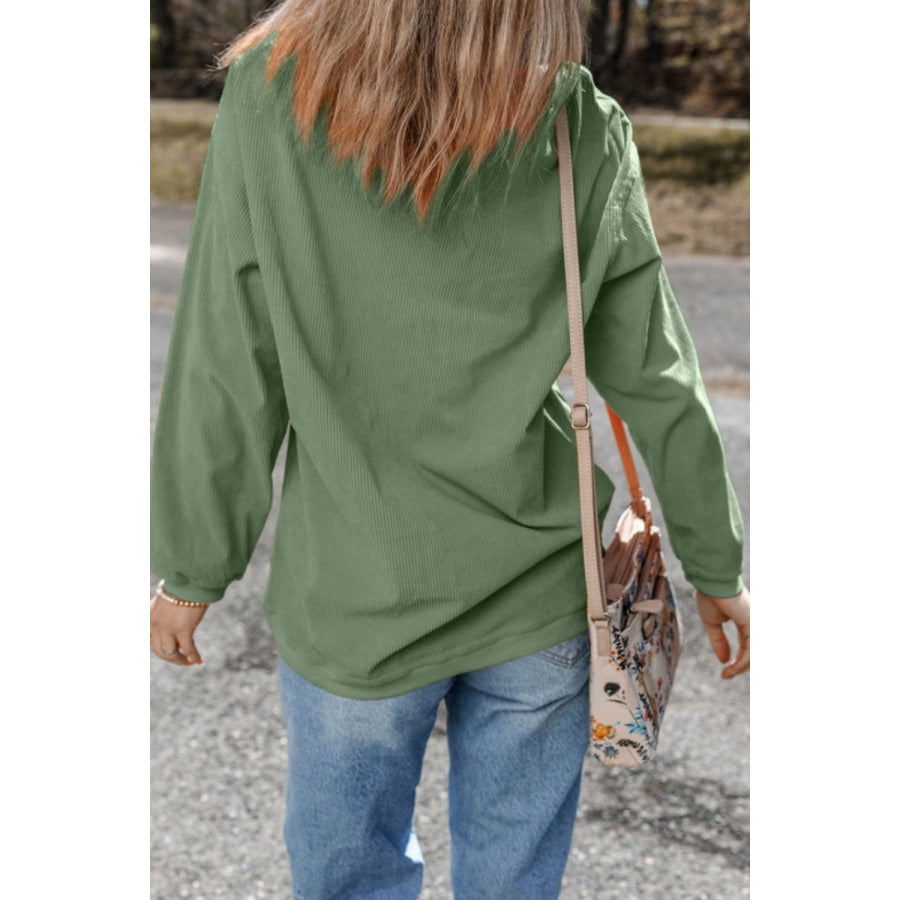 Sequin Lucky Clover Round Neck Long Sleeve Sweatshirt Apparel and Accessories