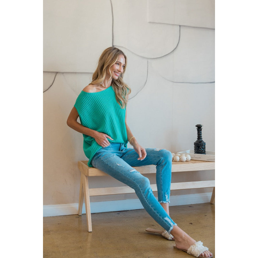 Sew In Love Ribbed Round Neck Sweater Vest Apparel and Accessories