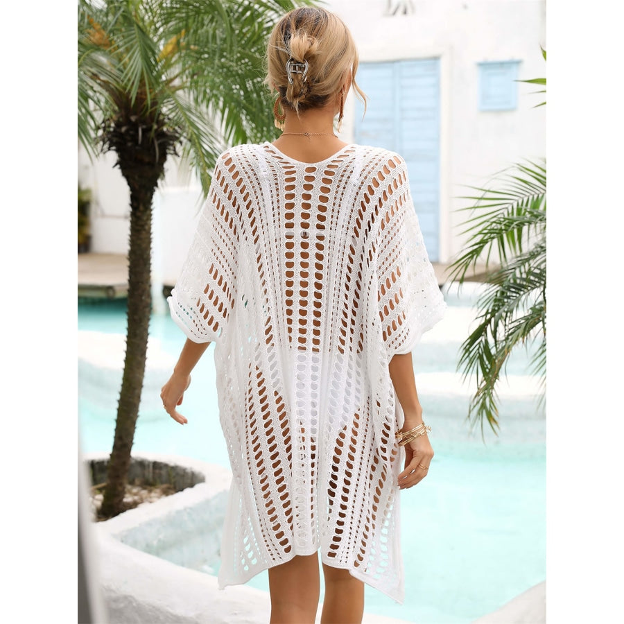 Side Slit Dolman Sleeve Cover-Up White / One Size