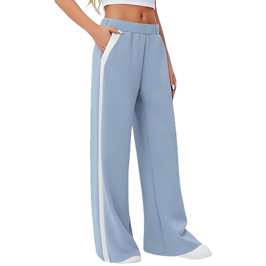 Side Striped Wide Leg Pants Apparel and Accessories