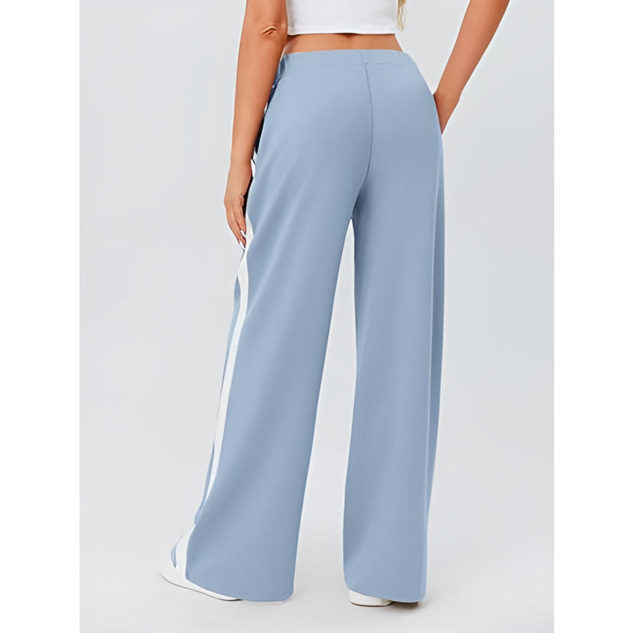 Side Striped Wide Leg Pants Apparel and Accessories