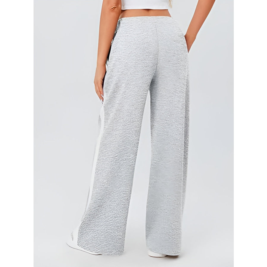 Side Striped Wide Leg Pants Apparel and Accessories