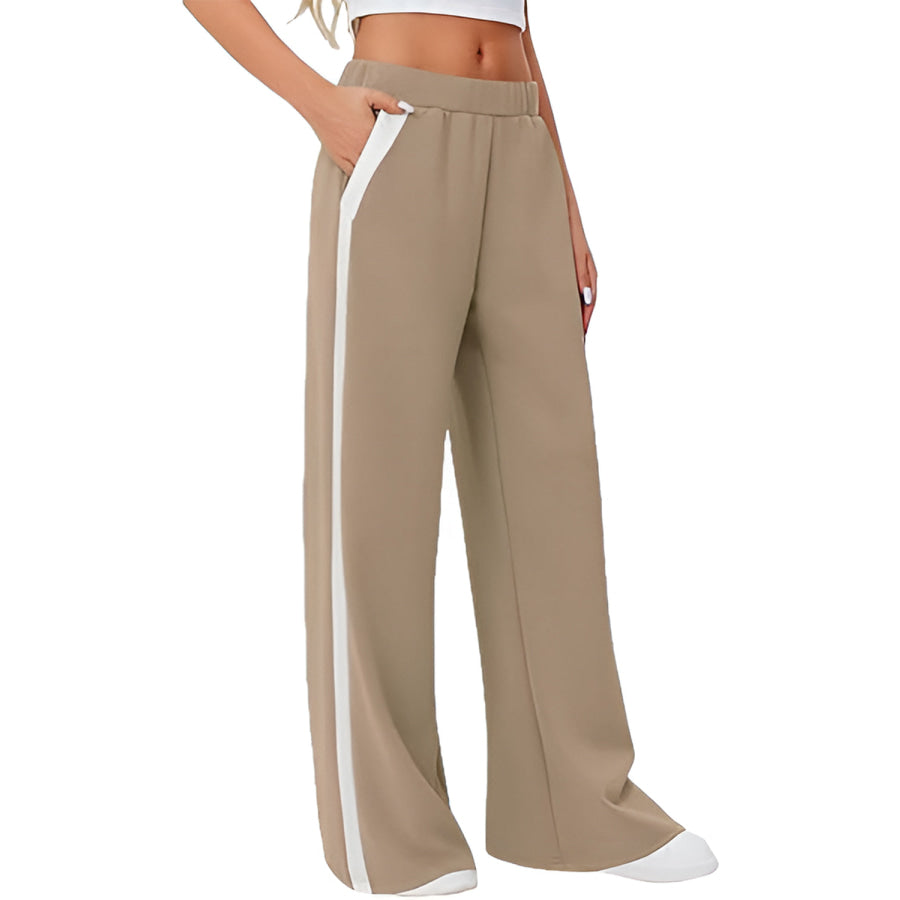 Side Striped Wide Leg Pants Apparel and Accessories