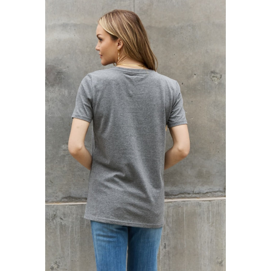 Simply Love Flower Graphic Cotton Tee Mid Gray / S