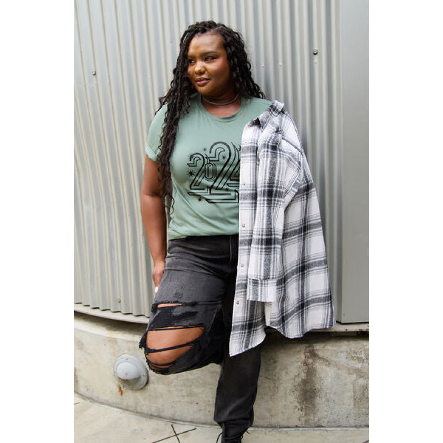 Simply Love Full Size 2024 Round Neck Short Sleeve T-Shirt Apparel and Accessories