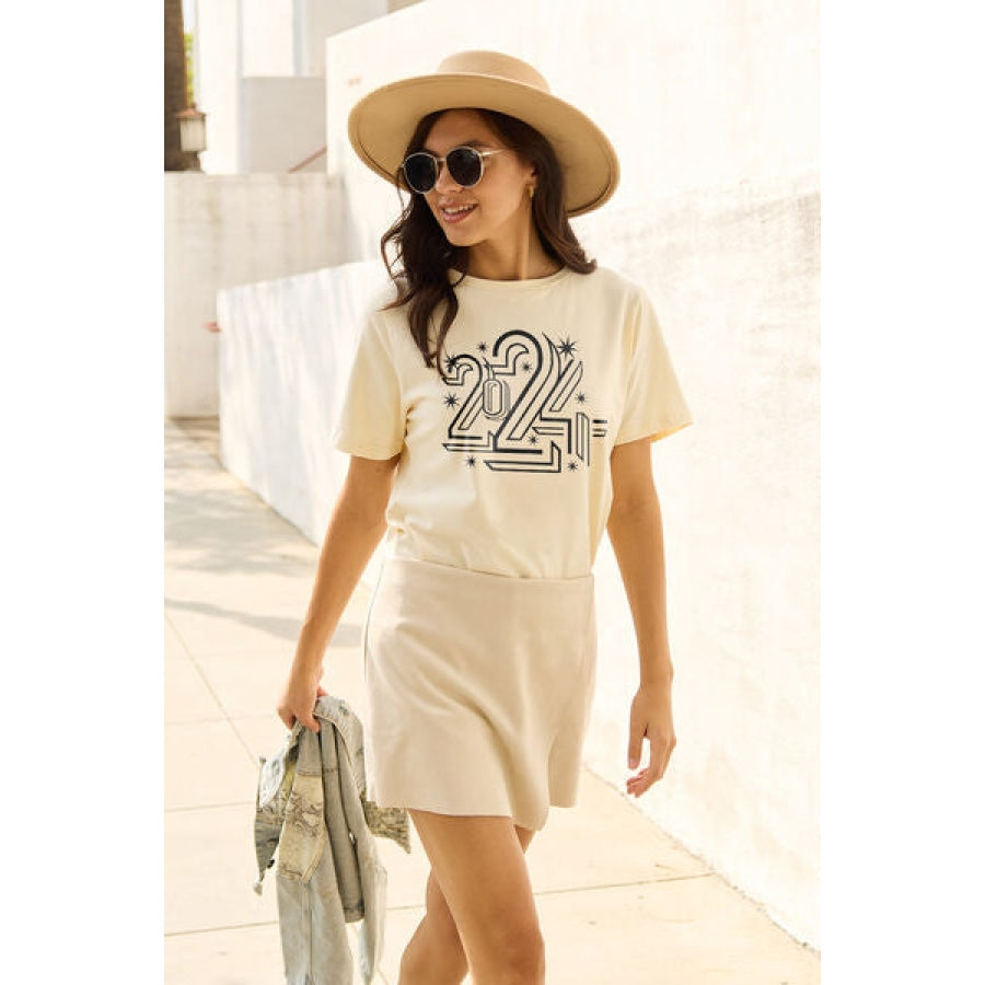 Simply Love Full Size 2024 Round Neck Short Sleeve T-Shirt White / S Apparel and Accessories