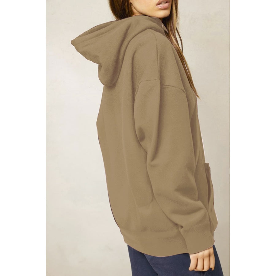 Simply Love Full Size BORN FREE Graphic Hoodie Taupe / S
