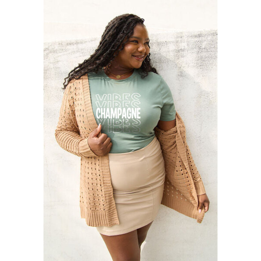 Simply Love Full Size CHAMPAGNE VIBES Round Neck T-Shirt Clothing