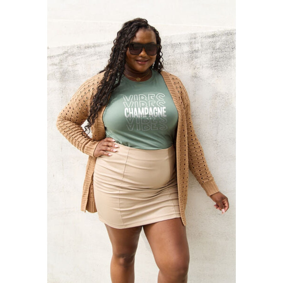 Simply Love Full Size CHAMPAGNE VIBES Round Neck T-Shirt Clothing