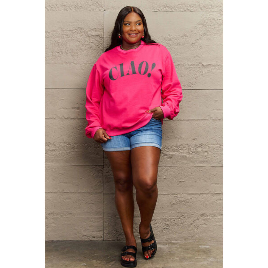 Simply Love Full Size CIAO!Round Neck Sweatshirt Clothing