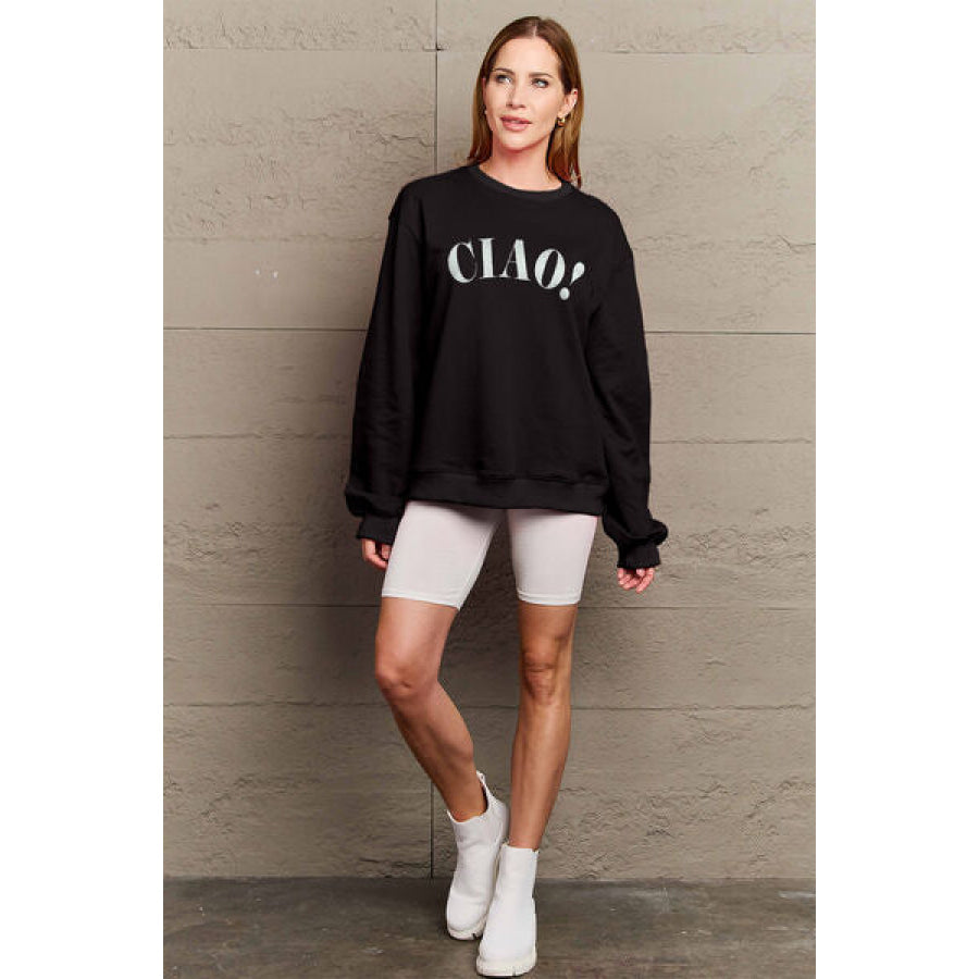 Simply Love Full Size CIAO!Round Neck Sweatshirt Clothing