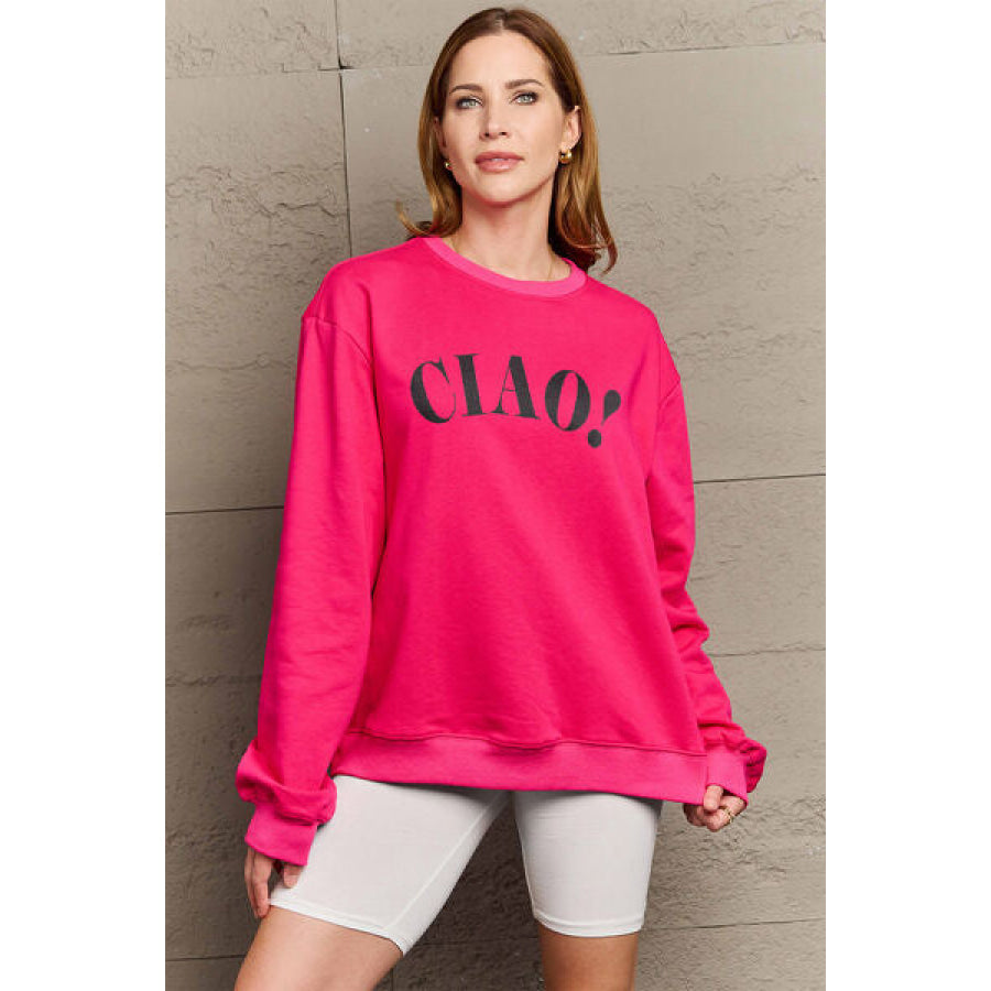 Simply Love Full Size CIAO!Round Neck Sweatshirt Clothing