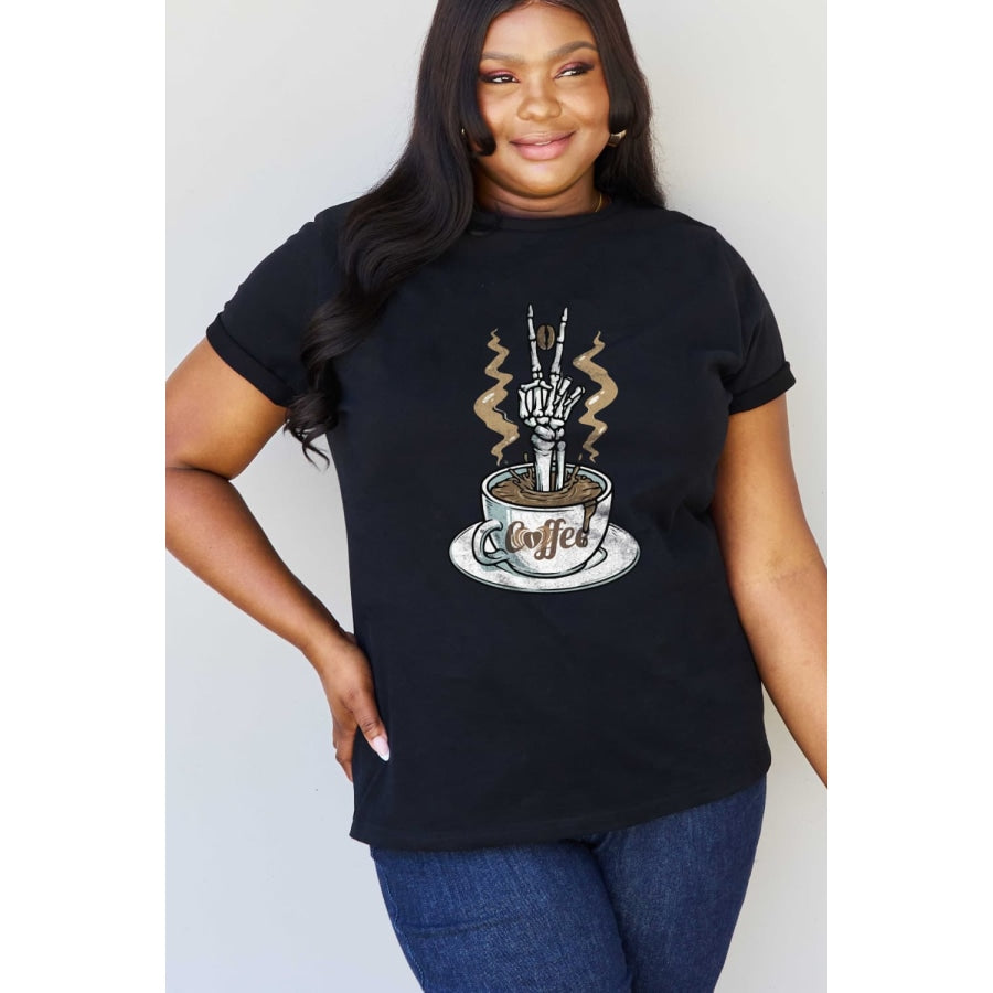 Simply Love Full Size COFFEE Graphic Cotton Tee Black / S