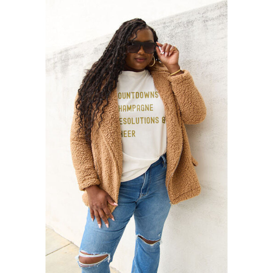 Simply Love Full Size COUNTDOWNS CHAMPAGNE RESOLUTIONS & CHEER Round Neck T-Shirt Apparel and Accessories