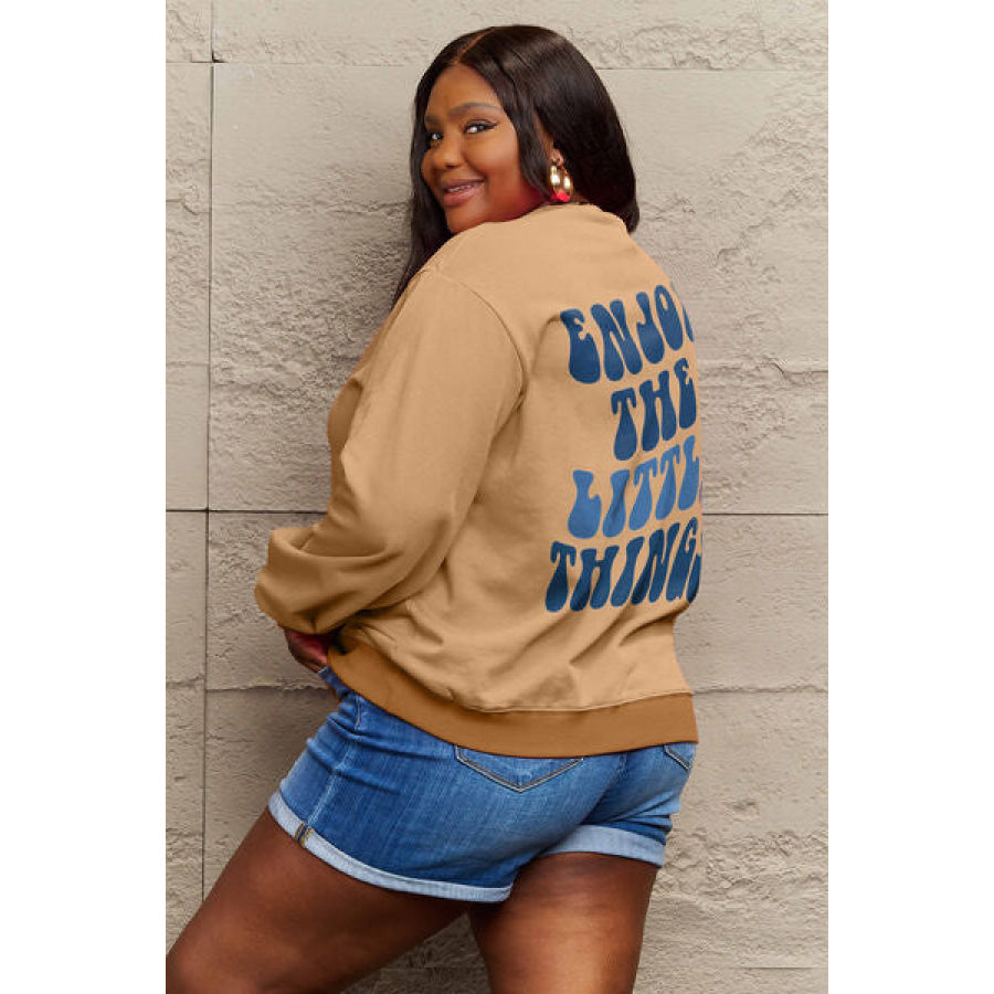Simply Love Full Size ENJOY THE LITTLE THINGS Round Neck Sweatshirt Clothing
