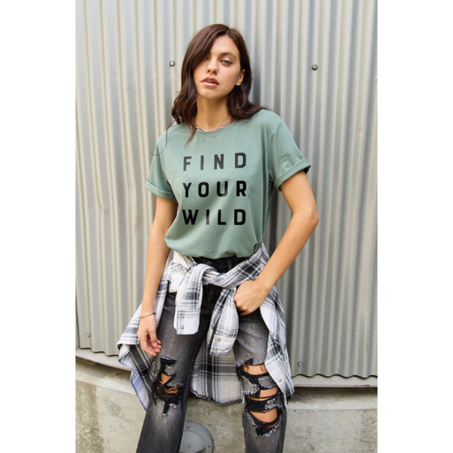 Simply Love Full Size FIND YOUR WILD Short Sleeve T-Shirt Apparel and Accessories