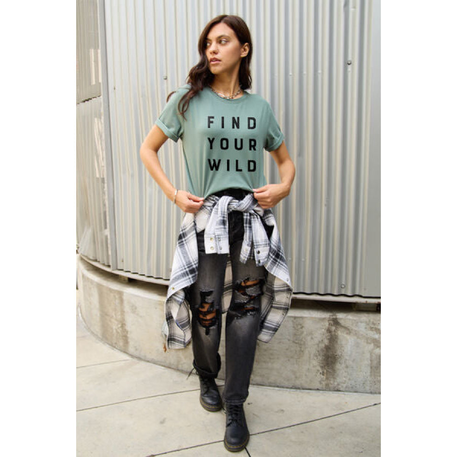 Simply Love Full Size FIND YOUR WILD Short Sleeve T-Shirt Apparel and Accessories