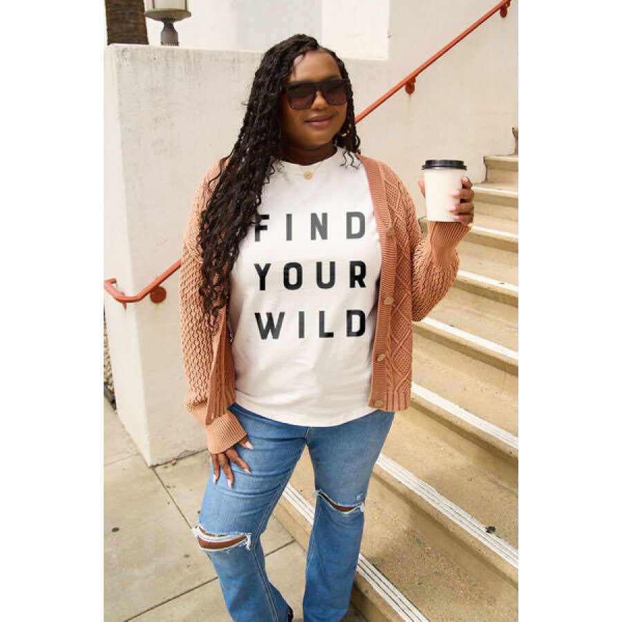 Simply Love Full Size FIND YOUR WILD Short Sleeve T-Shirt White / S Apparel and Accessories