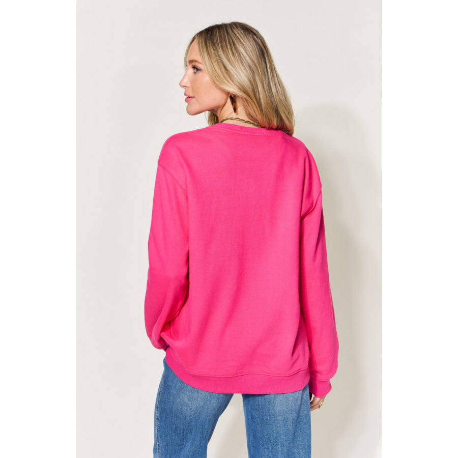 Simply Love Full Size Graphic Long Sleeve Sweatshirt Hot Pink / S Apparel and Accessories